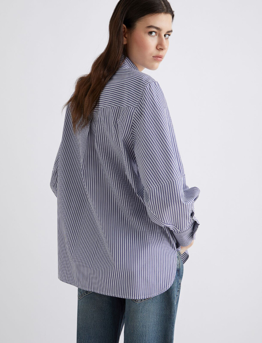 srajca s kravato in cvetličnim detajlom - temno modra