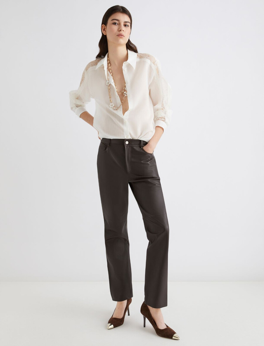 srajca s čipkasto intarzijo - bela