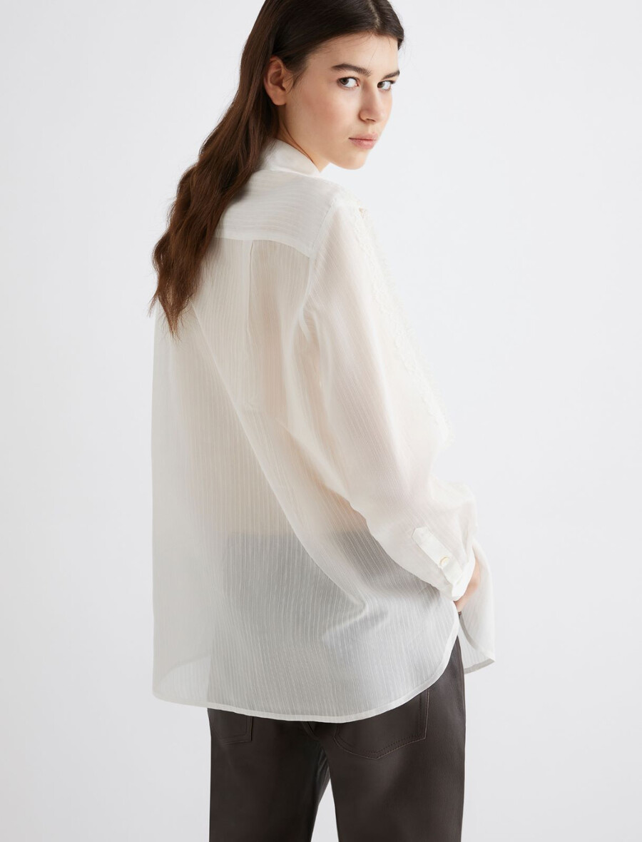 srajca s čipkasto intarzijo - bela