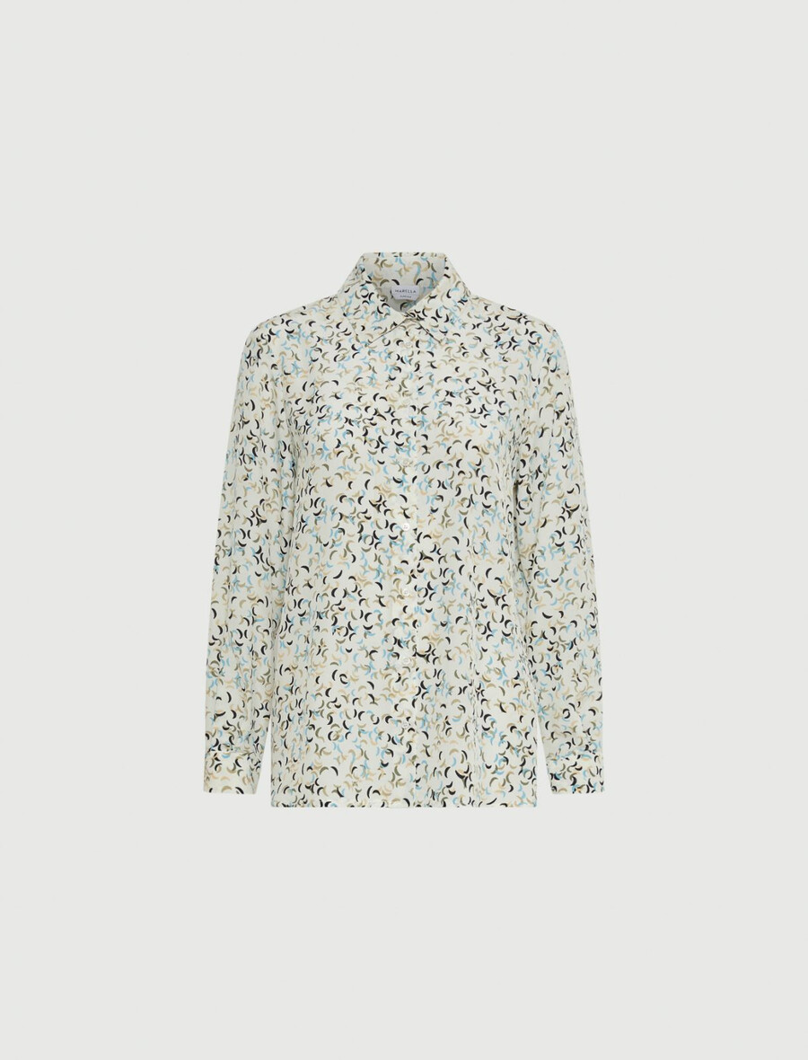 potiskana krep srajca - volna bela