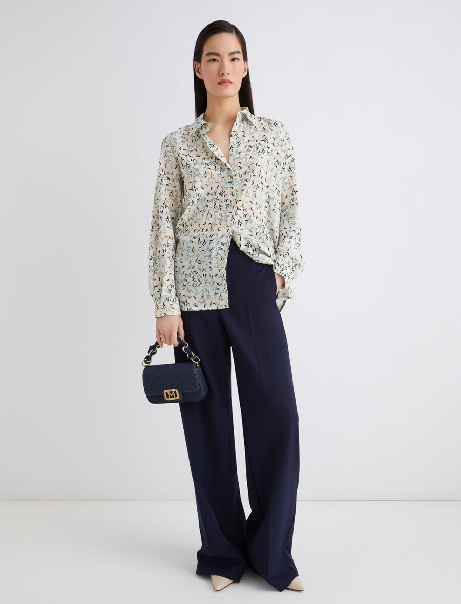 potiskana krep srajca - volna bela