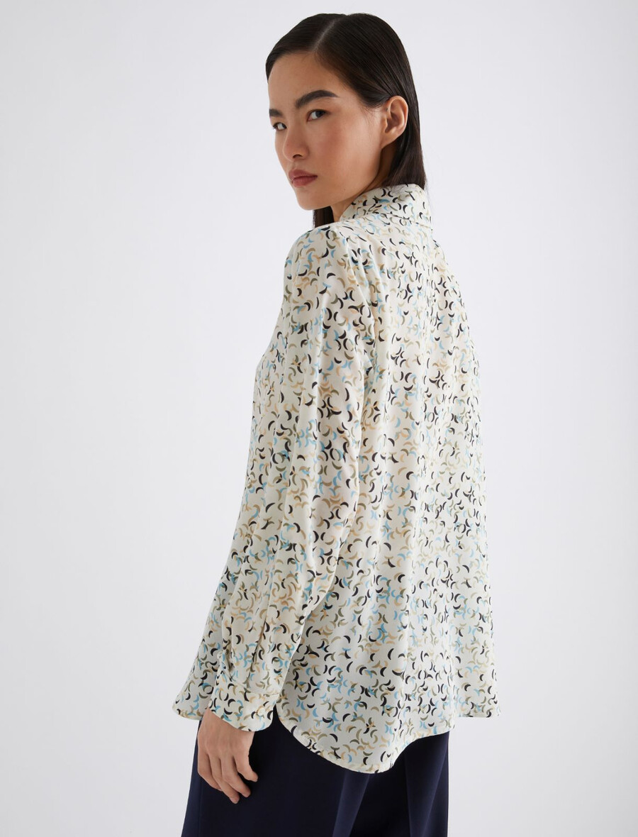 potiskana krep srajca - volna bela