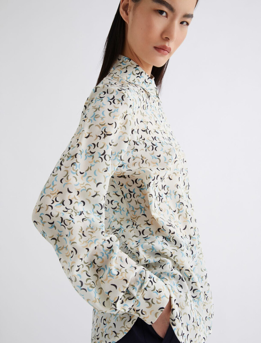 potiskana krep srajca - volna bela