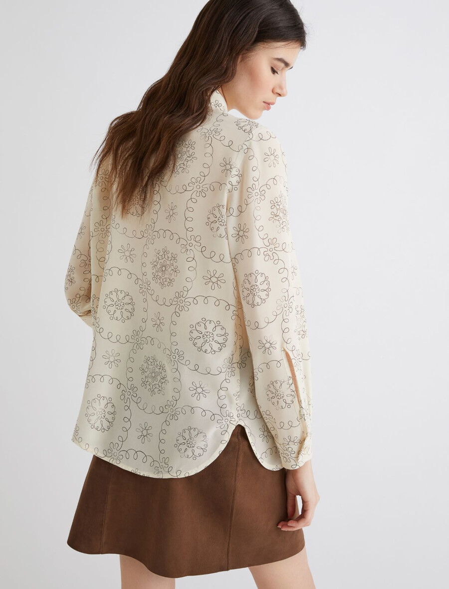 potiskana krep srajca - volna bela