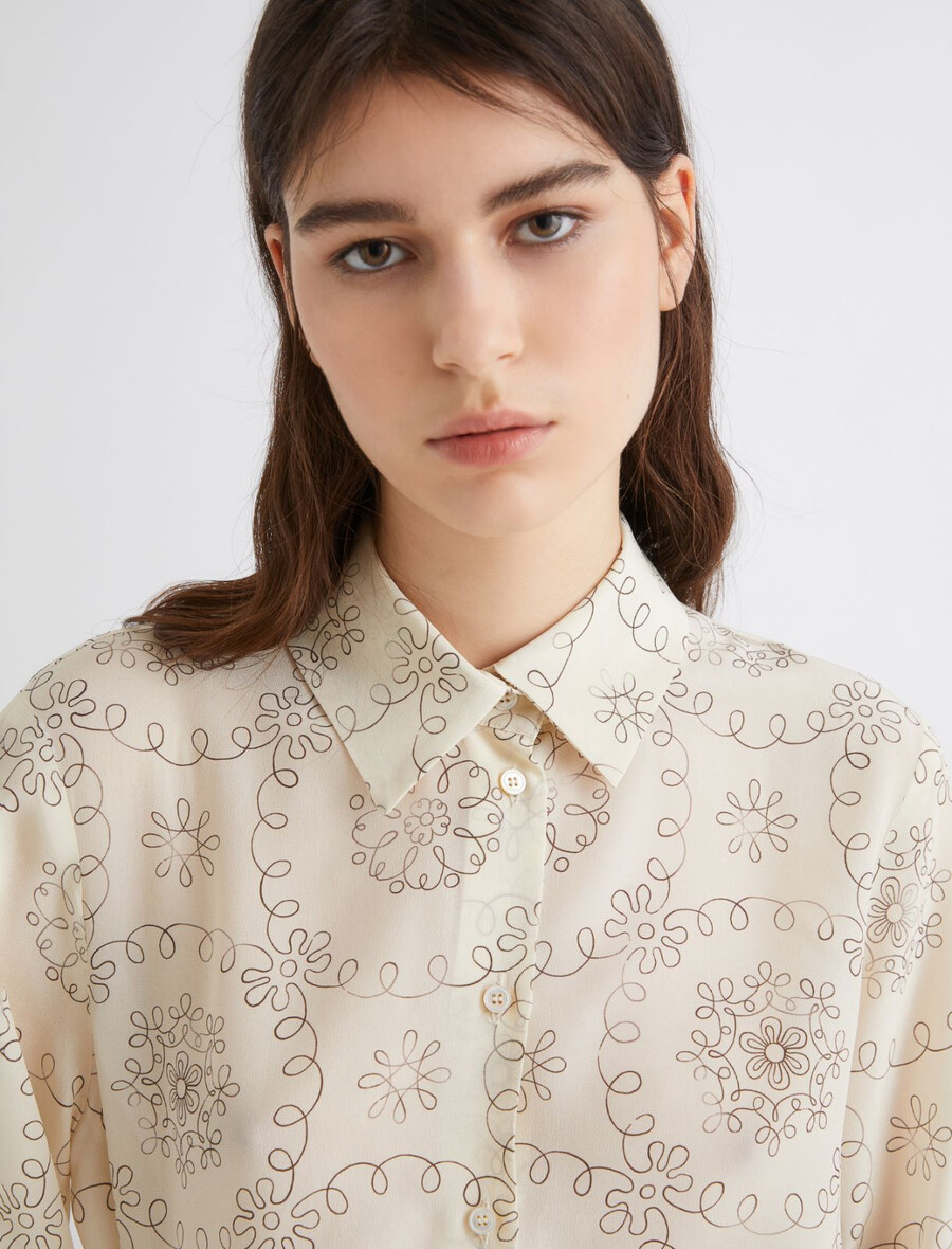 potiskana krep srajca - volna bela