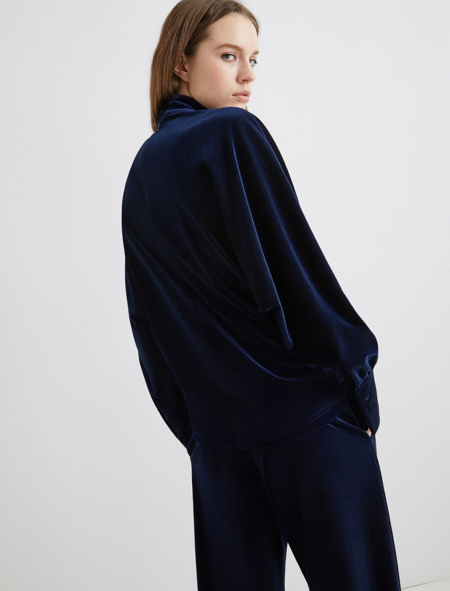 Žametna bluza - polnoČno modra