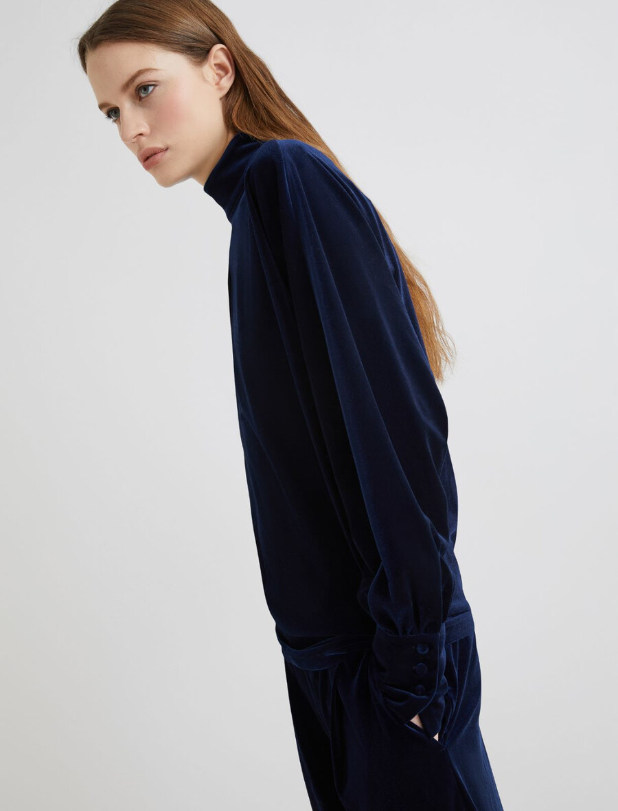 Žametna bluza - polnoČno modra