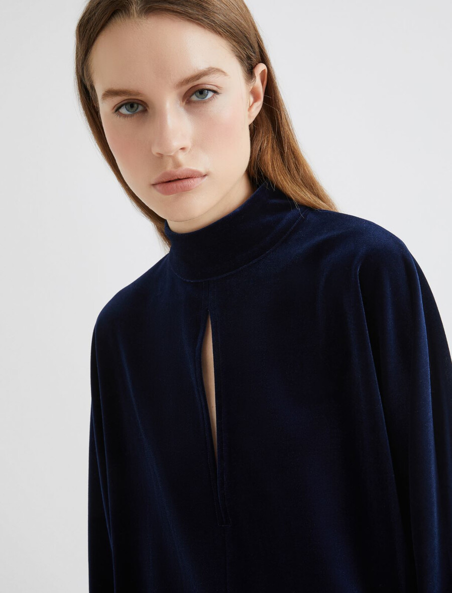 Žametna bluza - polnoČno modra