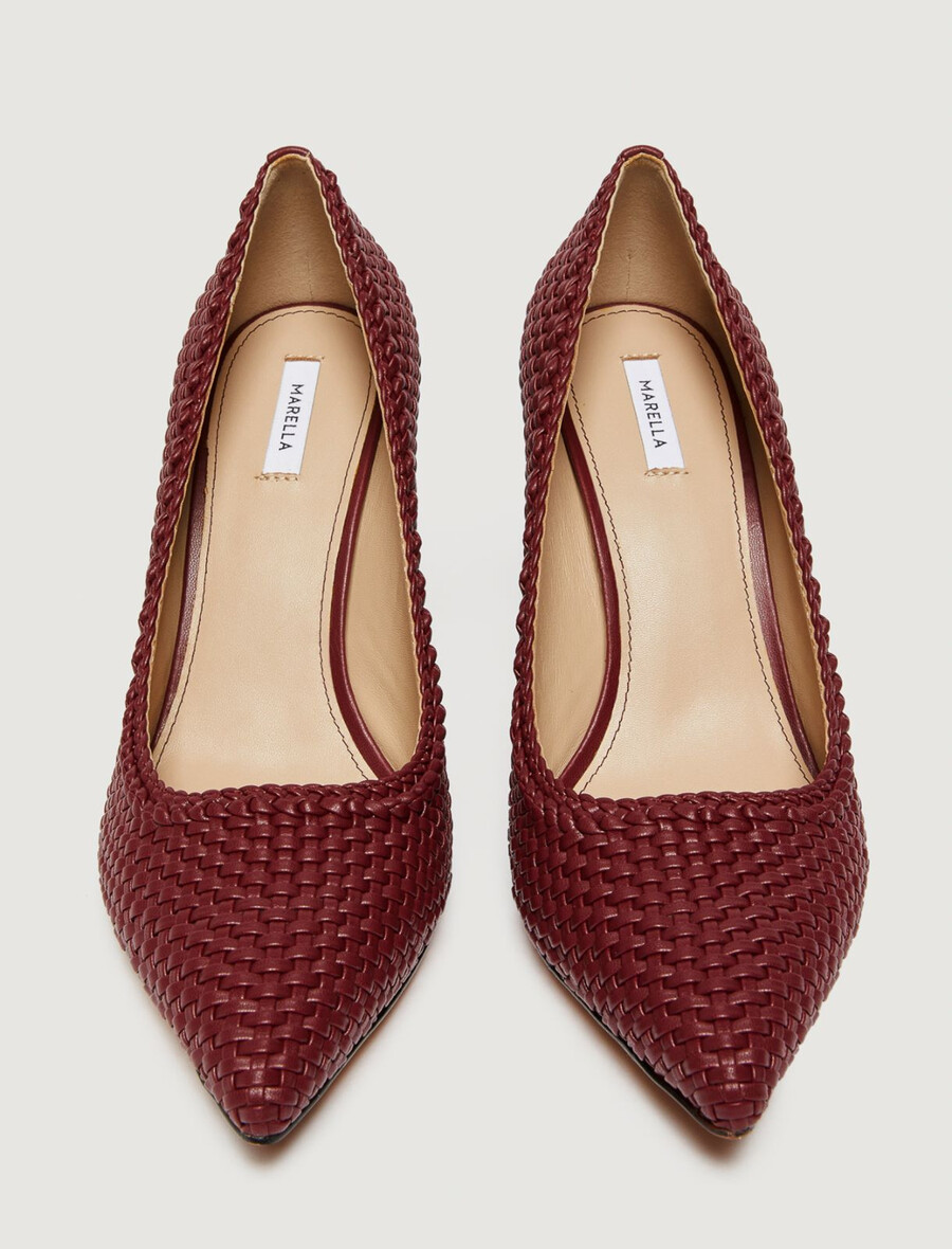 pleteni čevlji za v sobo - rjavo bordo