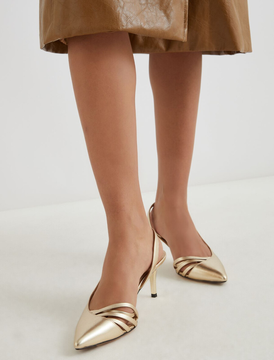 Čevlji z naramnicami - zlati