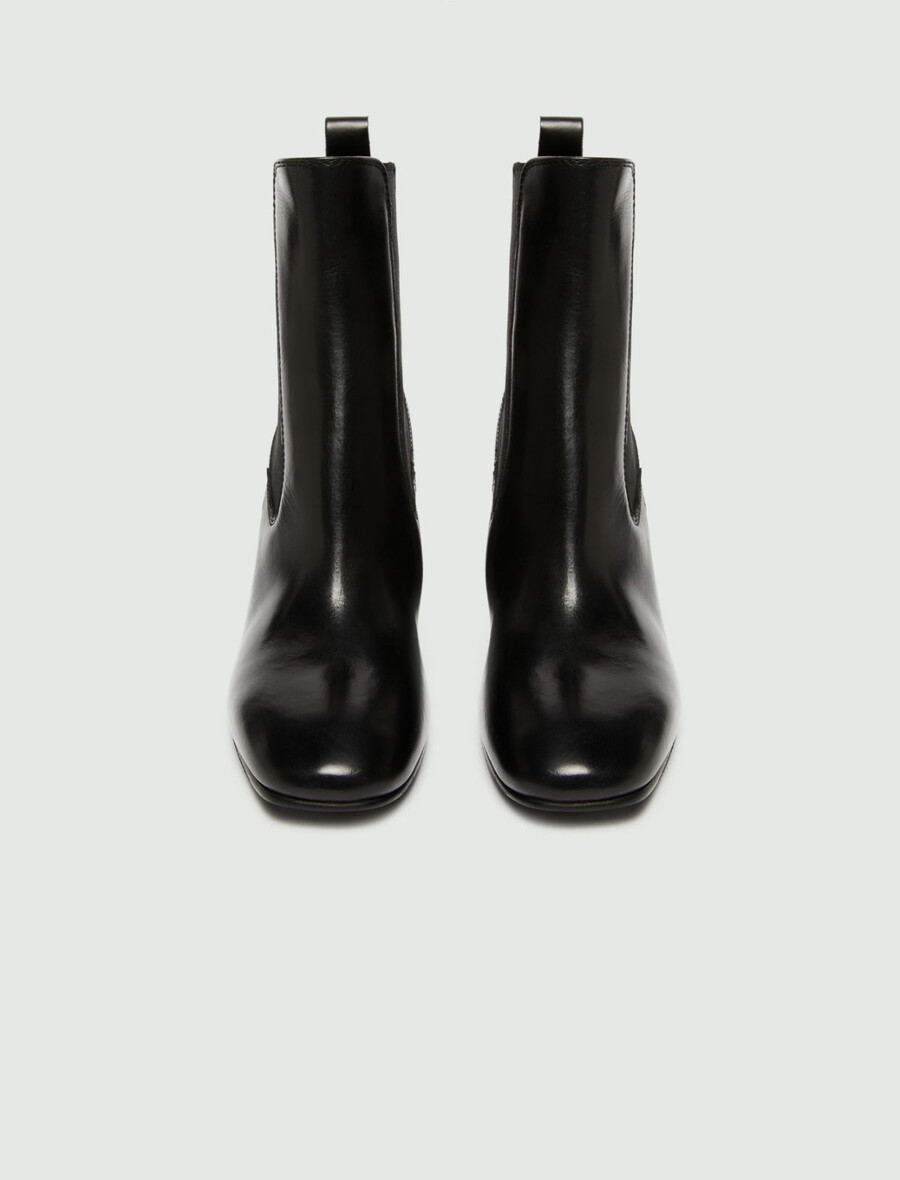 chelsea škornji s peto - Črni
