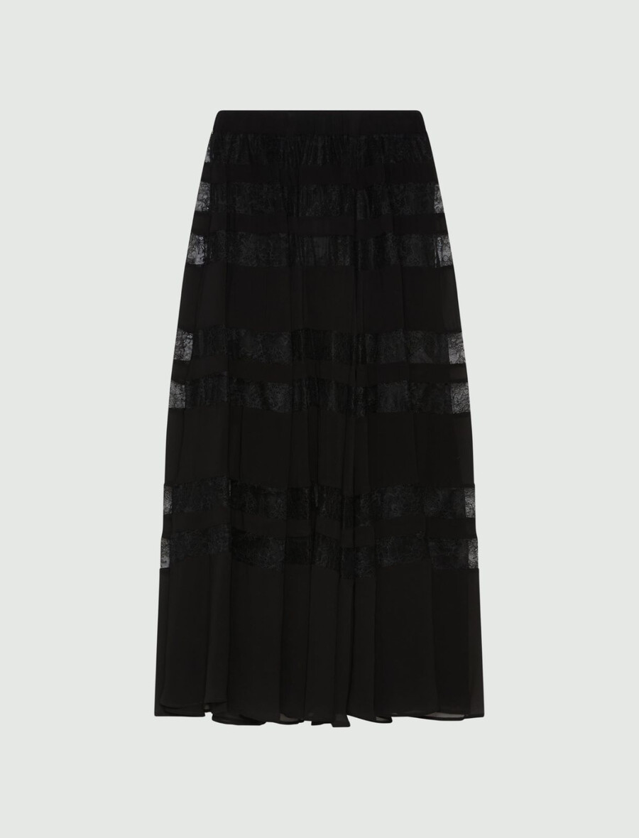 krilo s čipkastim vstavkom - Črna