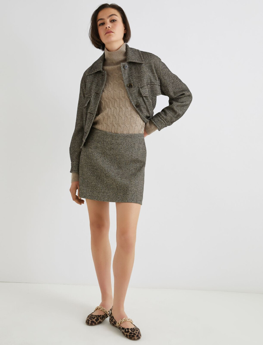 kratko tvidasto krilo - rjavo