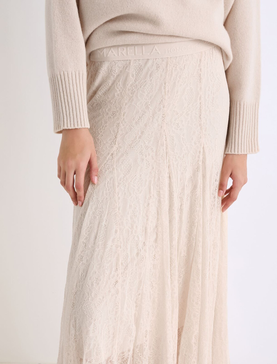 Čipkasto džersi krilo - kremna