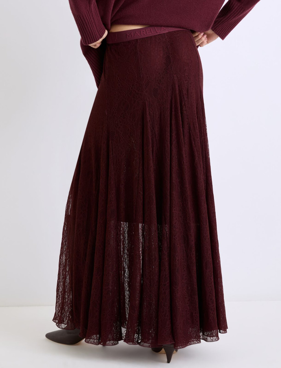 Čipkasto džersi krilo - bordo