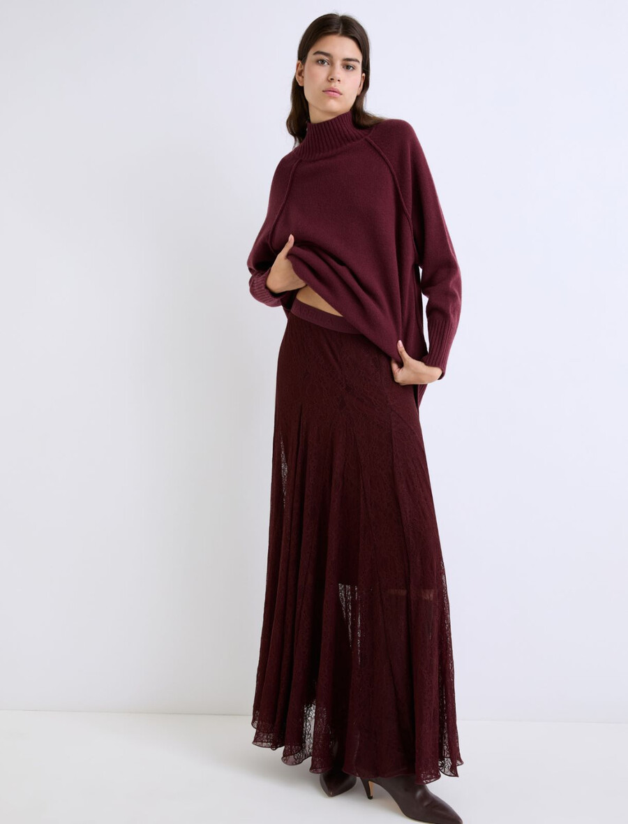 Čipkasto džersi krilo - bordo