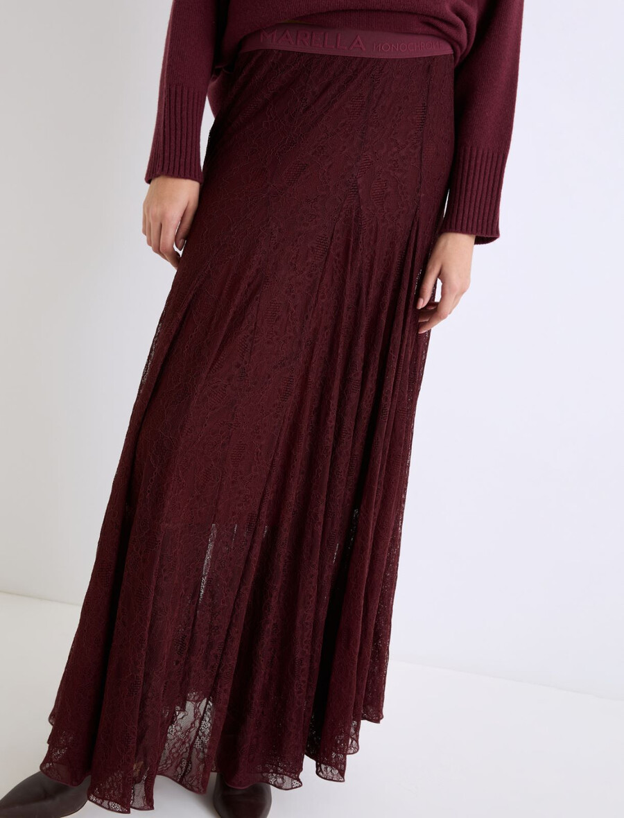 Čipkasto džersi krilo - bordo