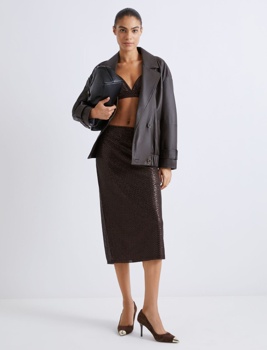 dolgo krilo z bleščicami - rjavo