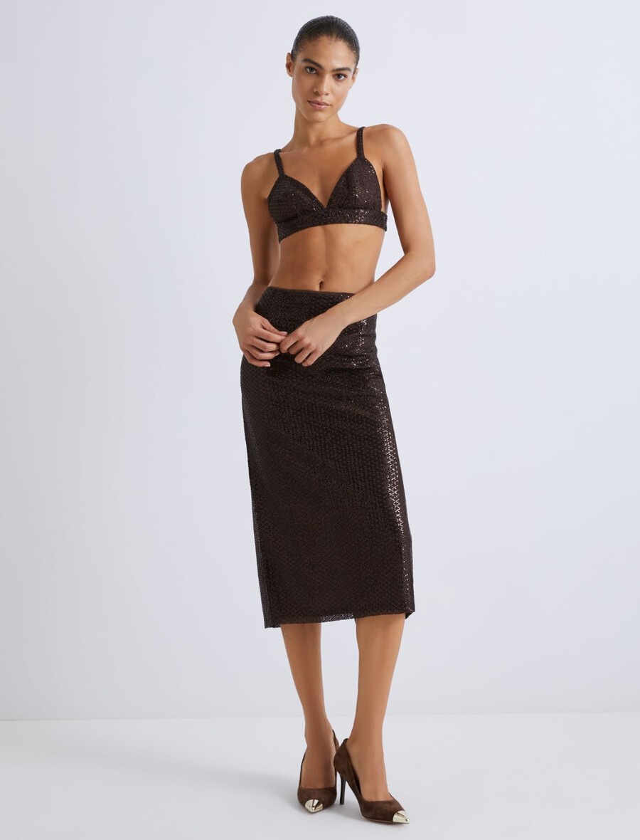 dolgo krilo z bleščicami - rjavo