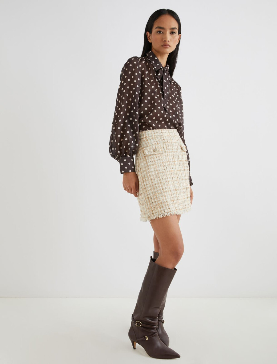 bleščeče lame mini krilo - beŽ