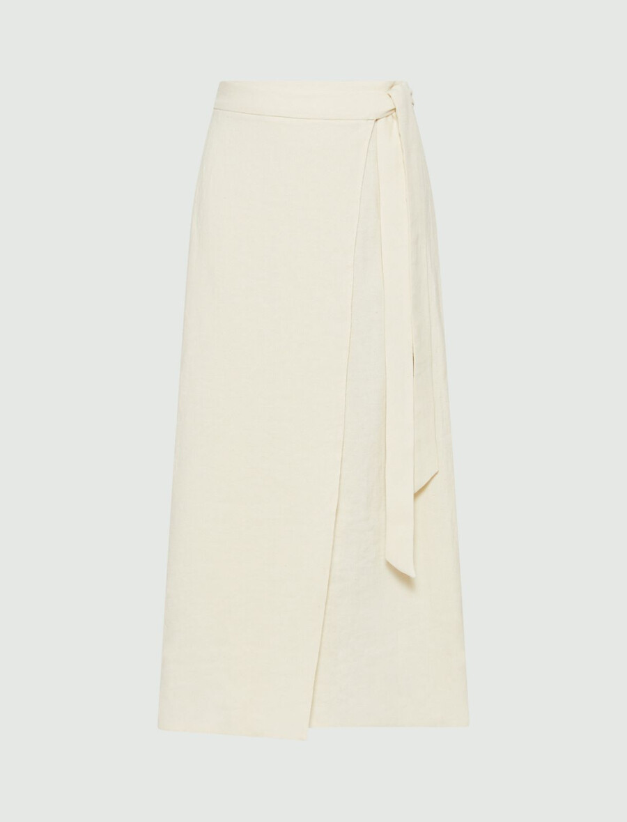 ovitno krilo iz lana in bombaža - krem