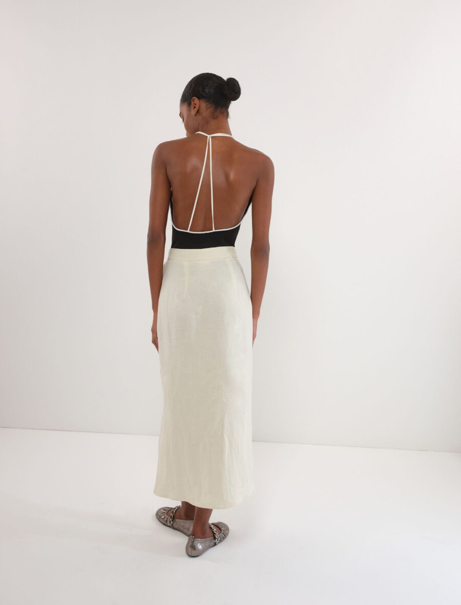 ovitno krilo iz lana in bombaža - krem