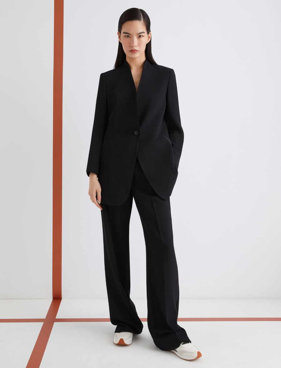 dolg enoredni blazer - Črn