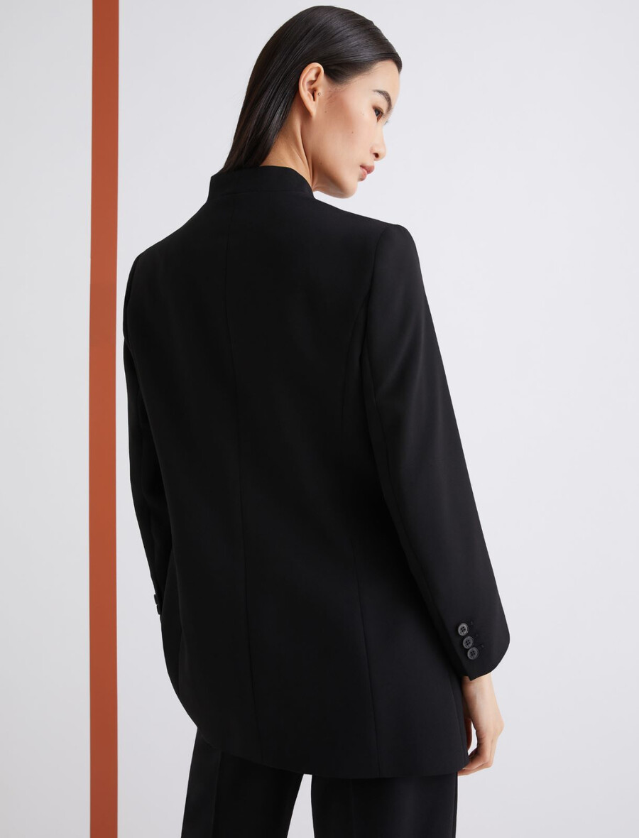 dolg enoredni blazer - Črn