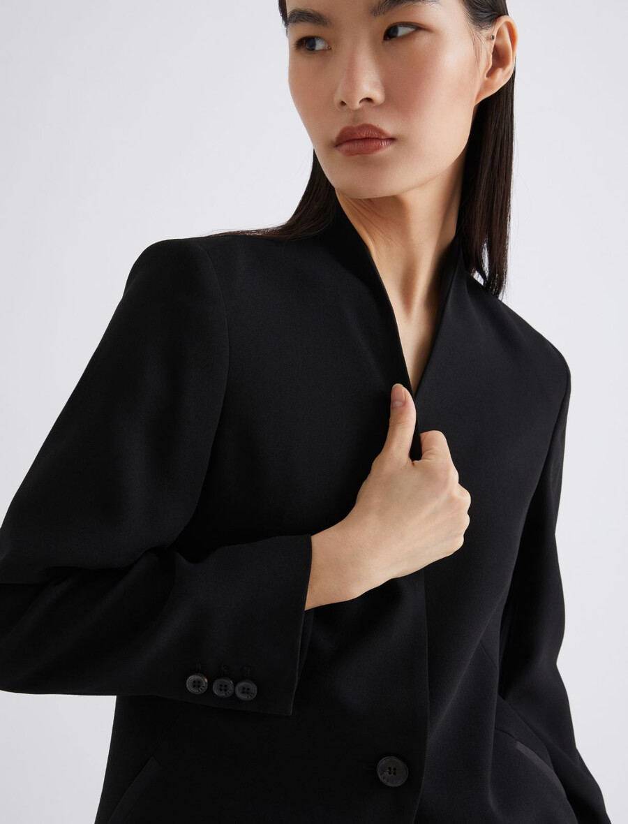 dolg enoredni blazer - Črn