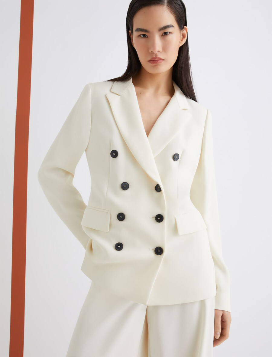 dvoredna jakna - volna bela