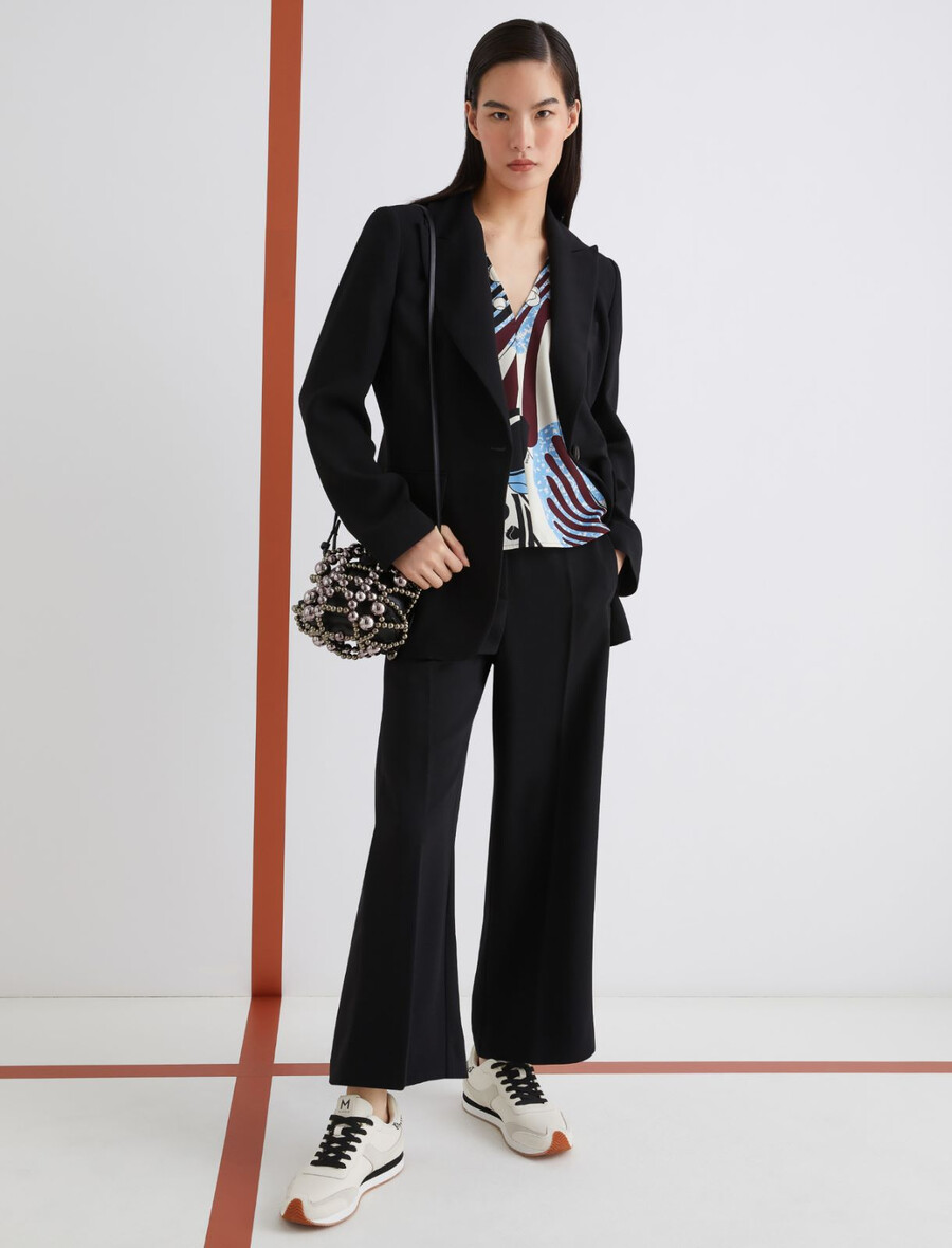 enoredni satenasti suknjič envers - Črna