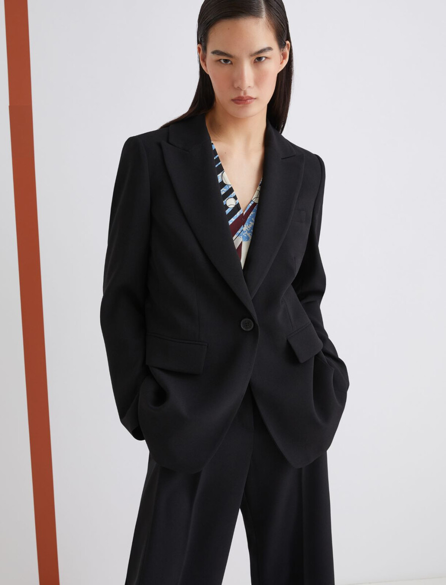 enoredni satenasti suknjič envers - Črna