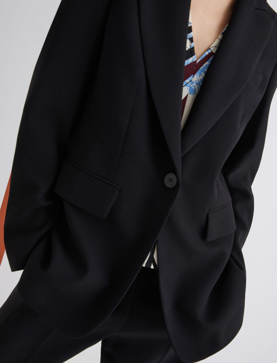 enoredni satenasti suknjič envers - Črna