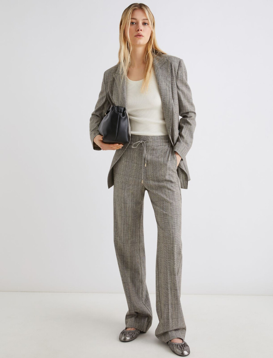 padajoč blazer z dvojnim zapenjanjem - svetlo siva