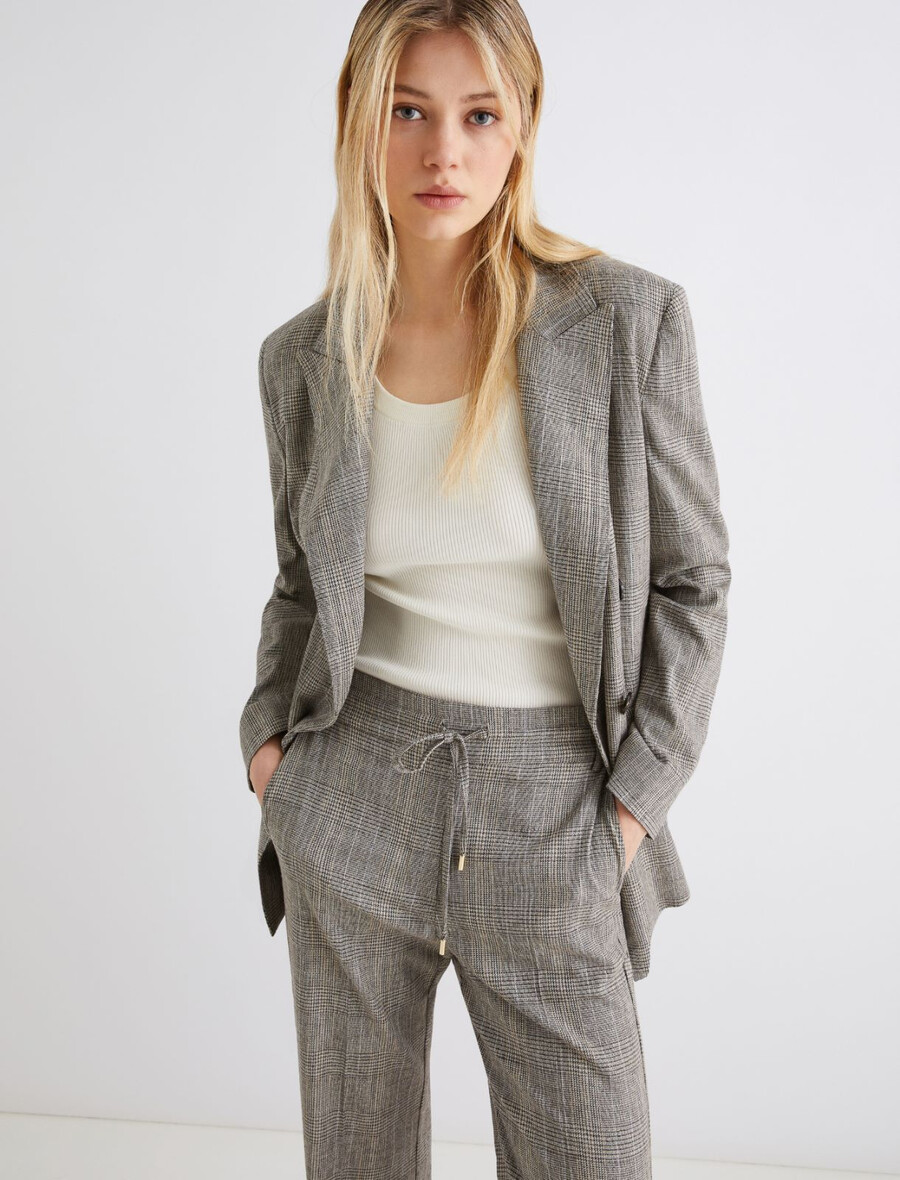 padajoč blazer z dvojnim zapenjanjem - svetlo siva