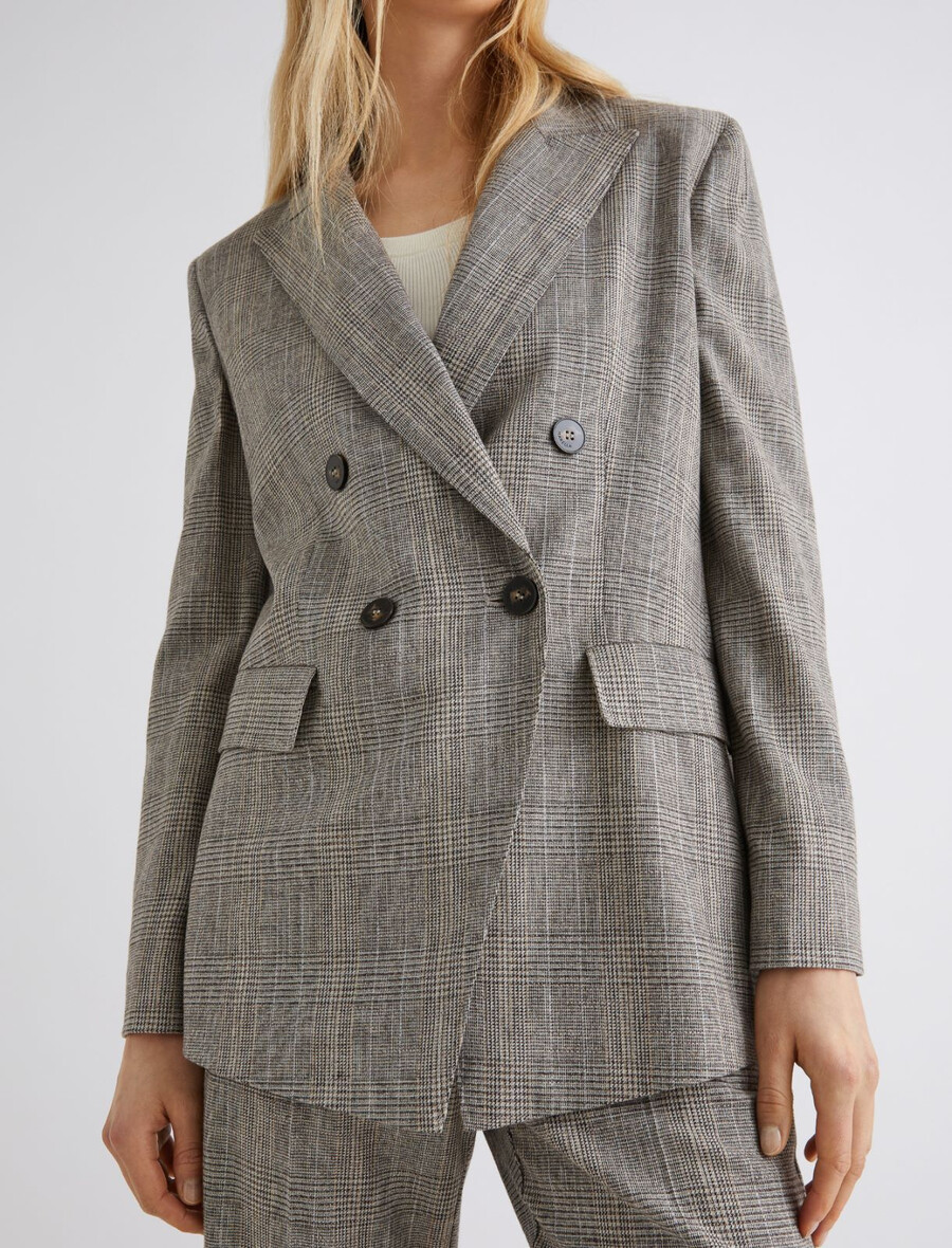 padajoč blazer z dvojnim zapenjanjem - svetlo siva