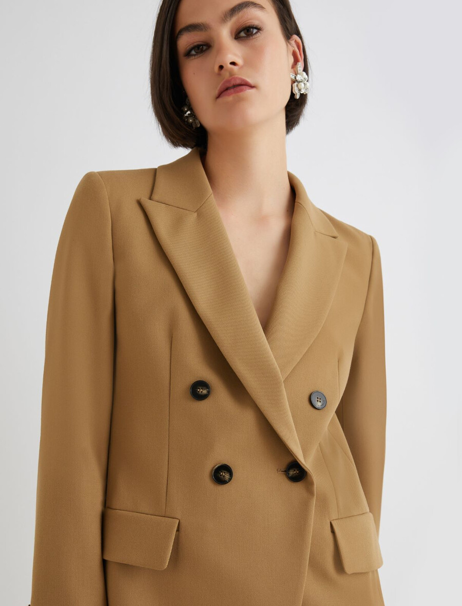 dvoredni raztegljiv blazer - olivna