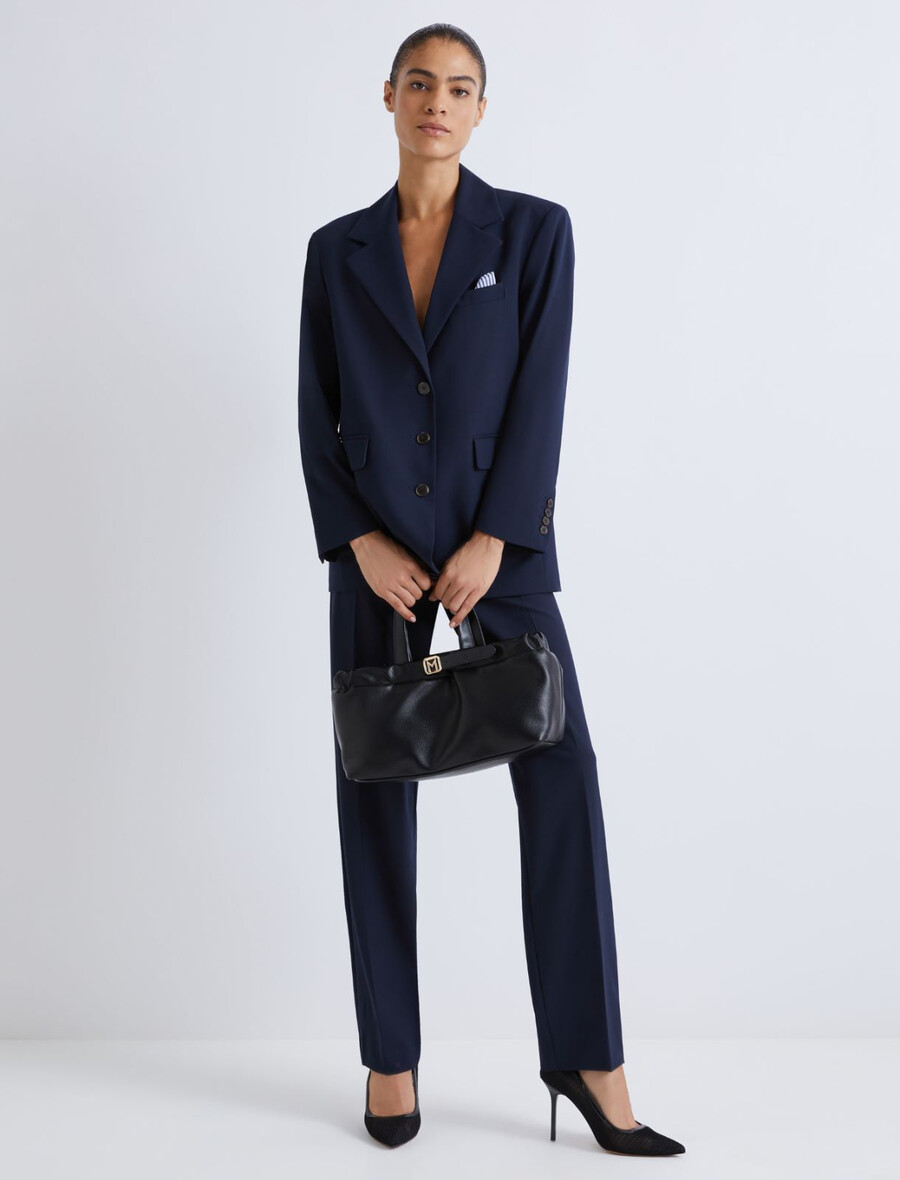 blazer z ujemajočim se robčkom - temno modra