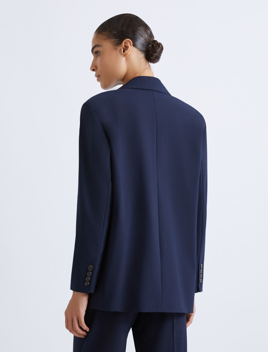 blazer z ujemajočim se robčkom - temno modra