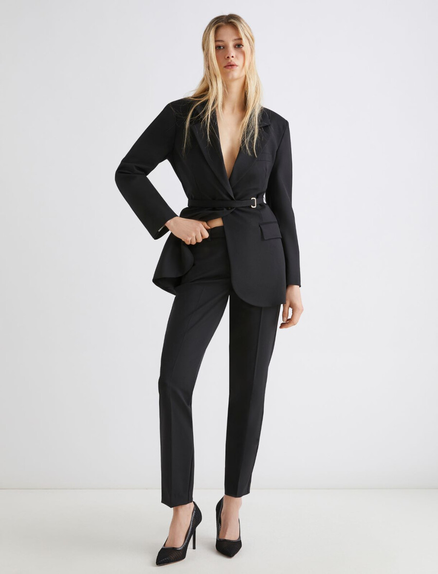 chino hlače iz raztegljive tkanine - Črna