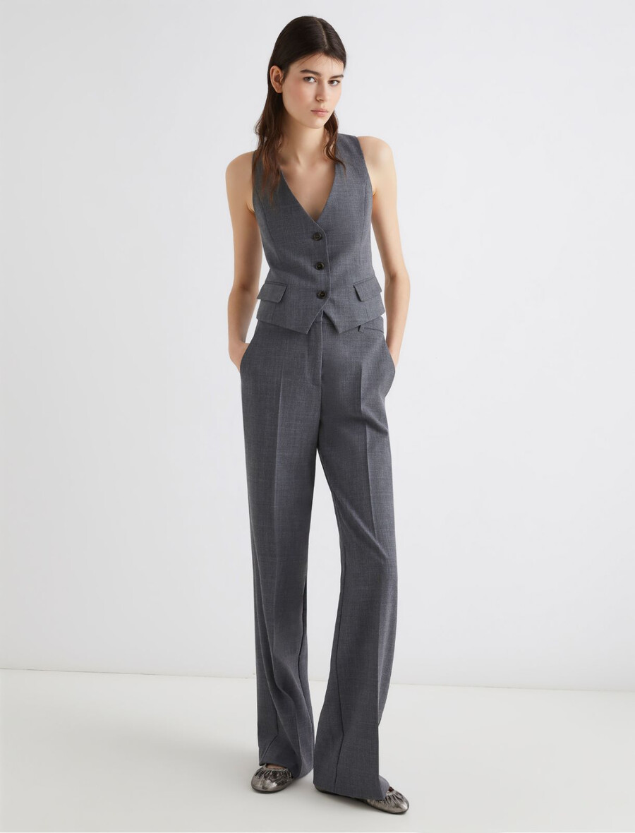 brezrokavnik iz mešanice volne - melange grey