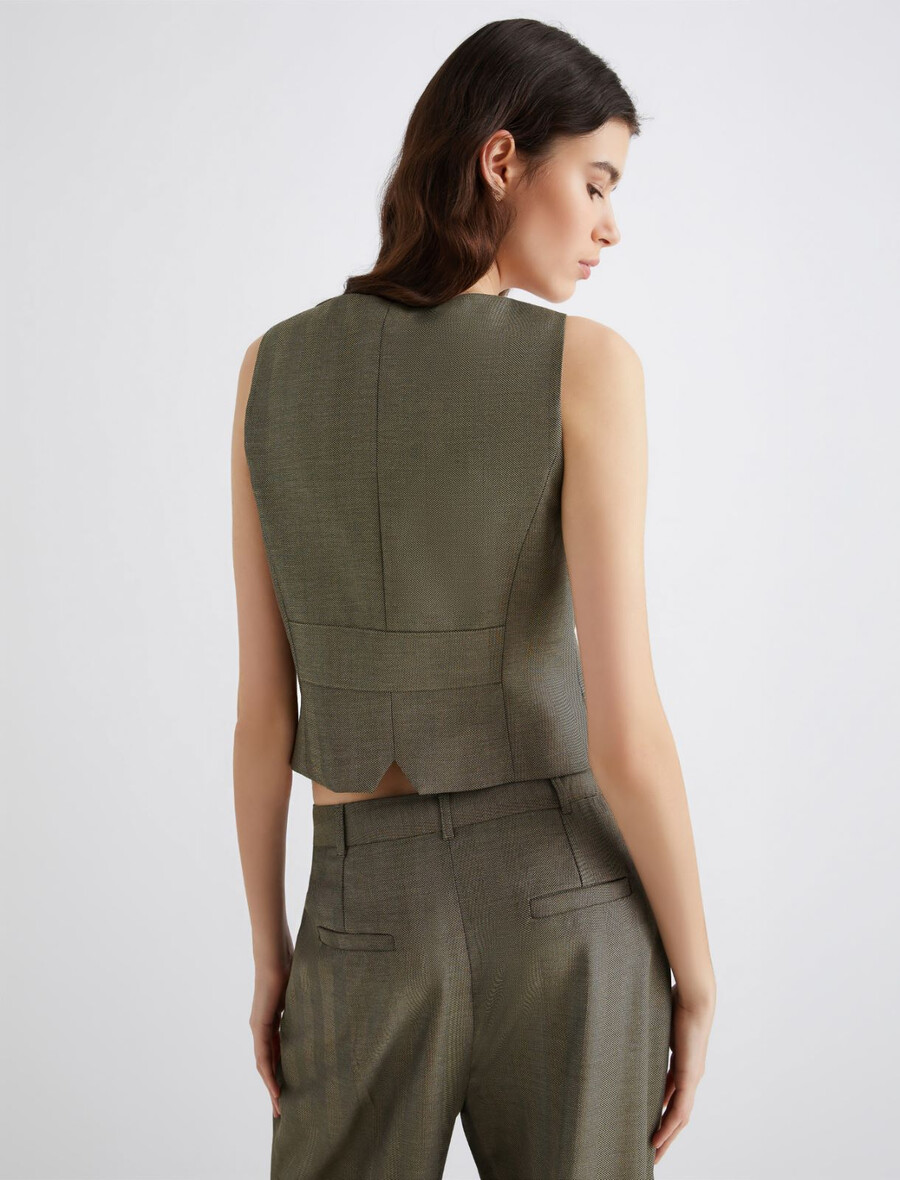 brezrokavnik iz tekočega keperja - kaki