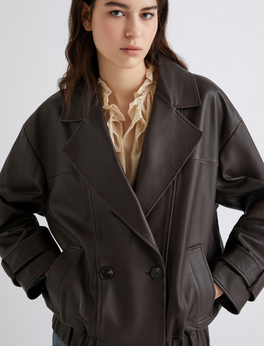 usnjen plašč - rjav