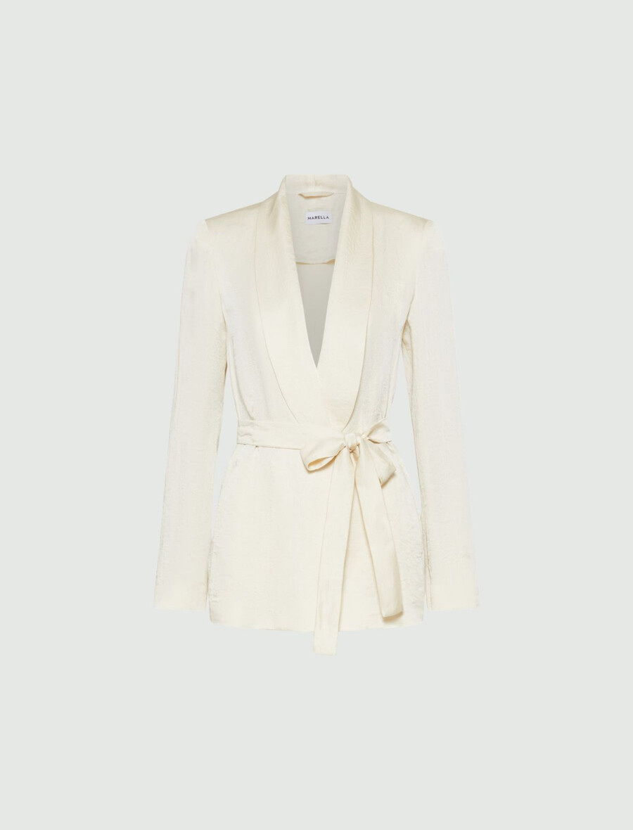 blazer iz dekonstruirane nagubane tkanine - vanilija