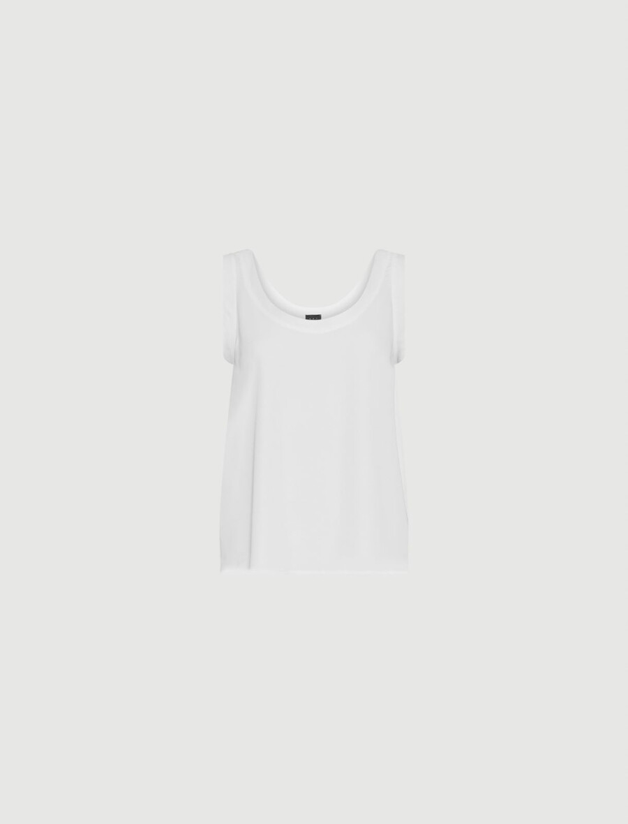 lahek satenast top brezrokavnika - volna bela