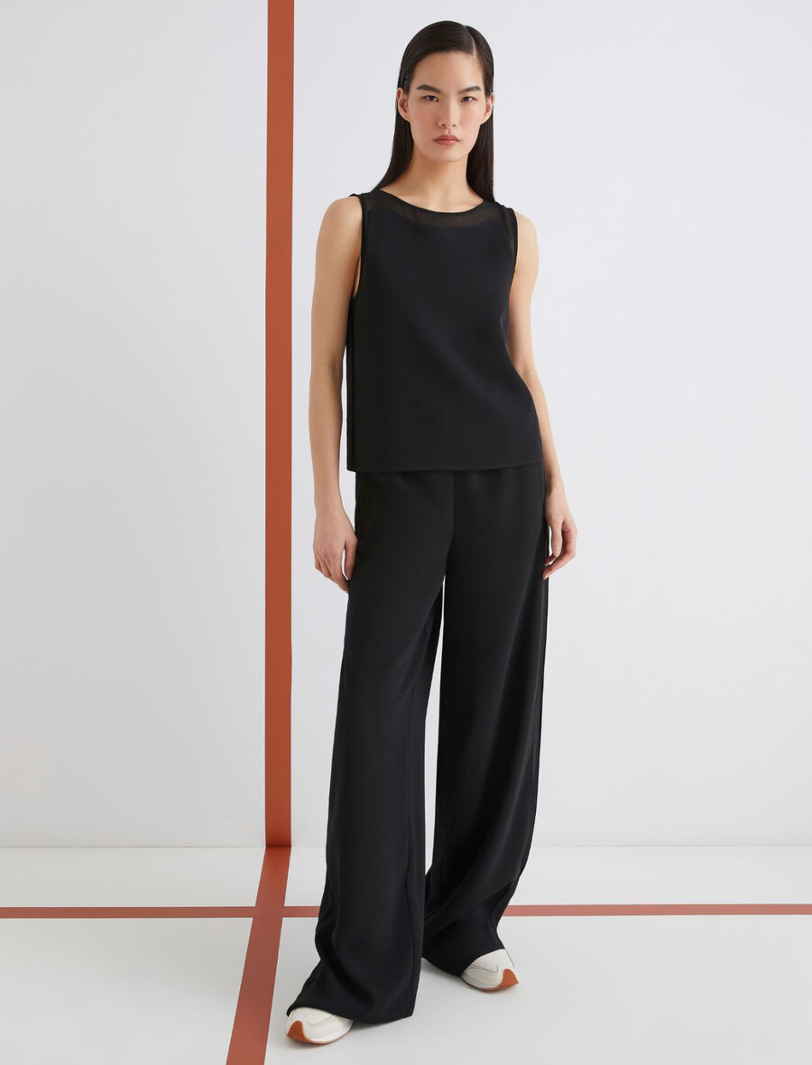 satenasta majica brez rokavov envers - Črna