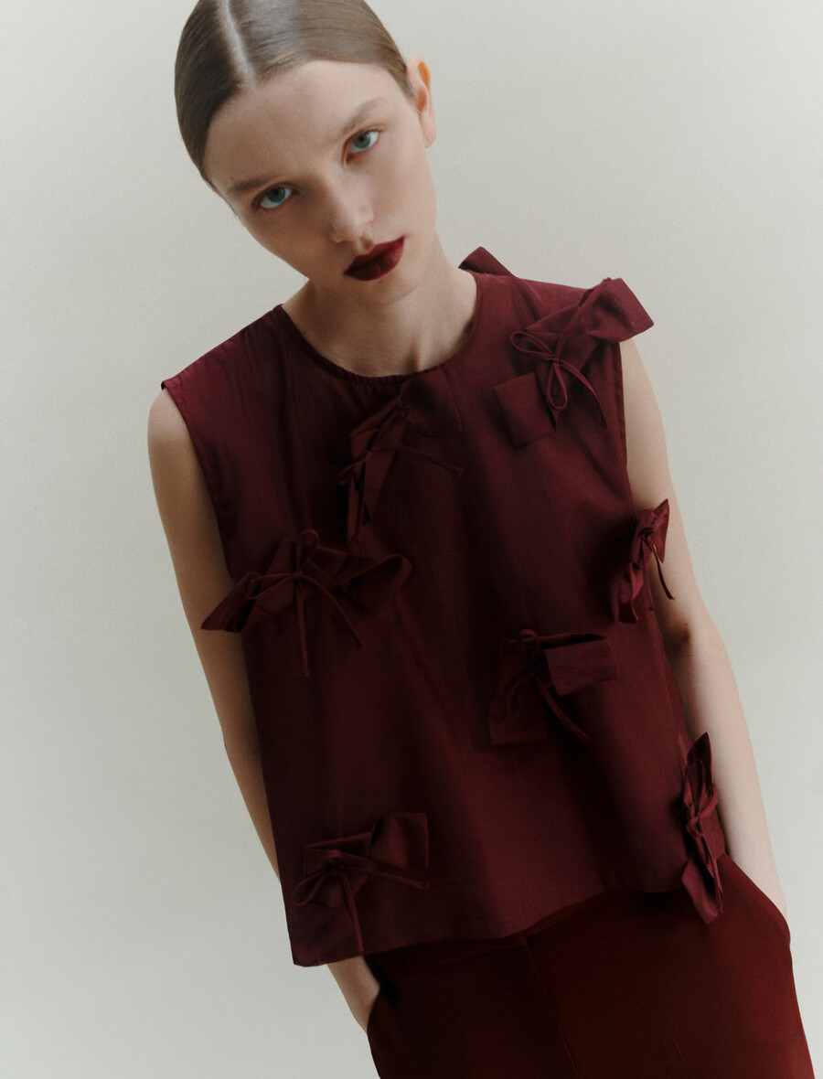 bluza z pentljo - bordo