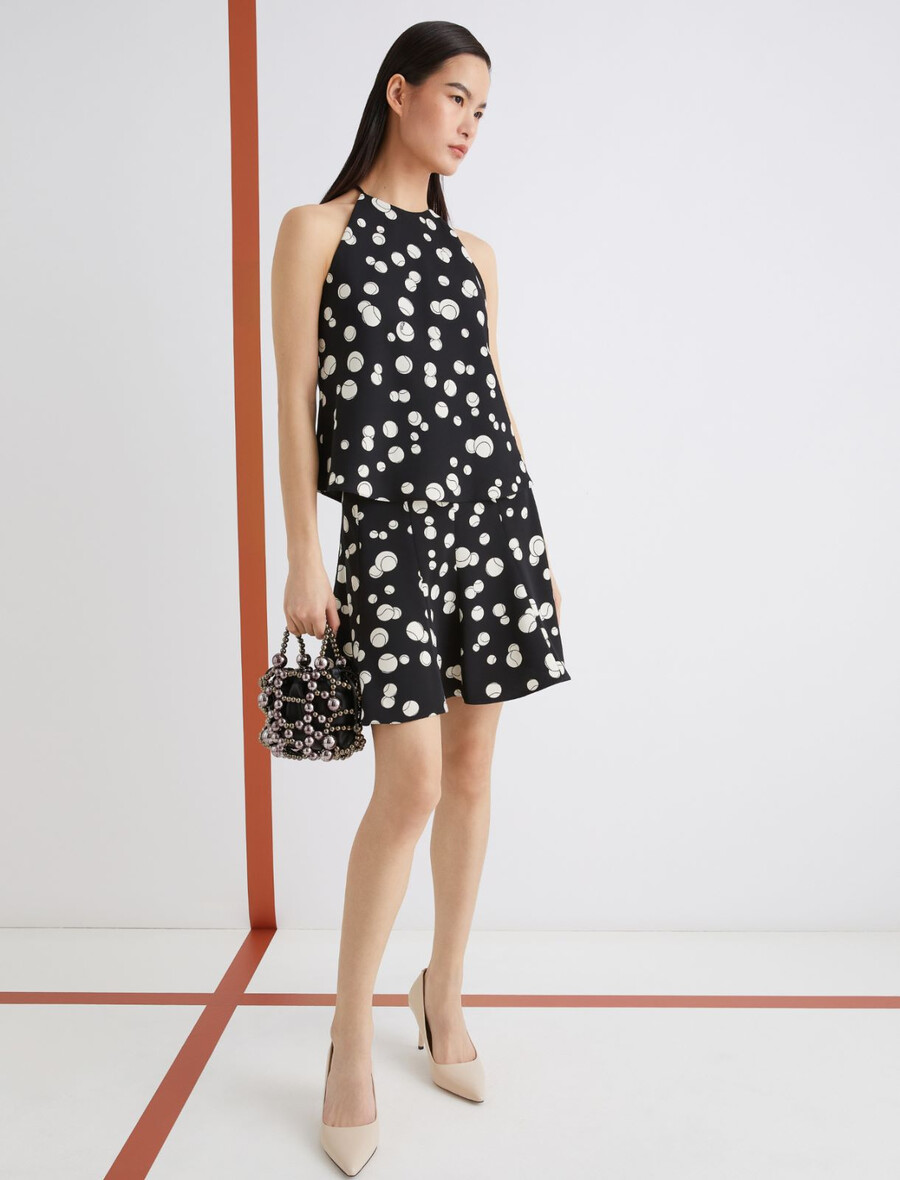 top brez rokavov s potiskom - Črna