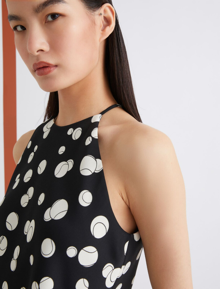 top brez rokavov s potiskom - Črna