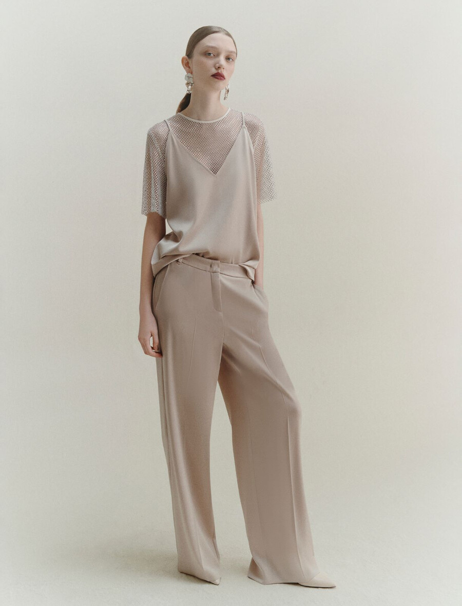 satenasti zgornji del majice brez rokavov - naraven